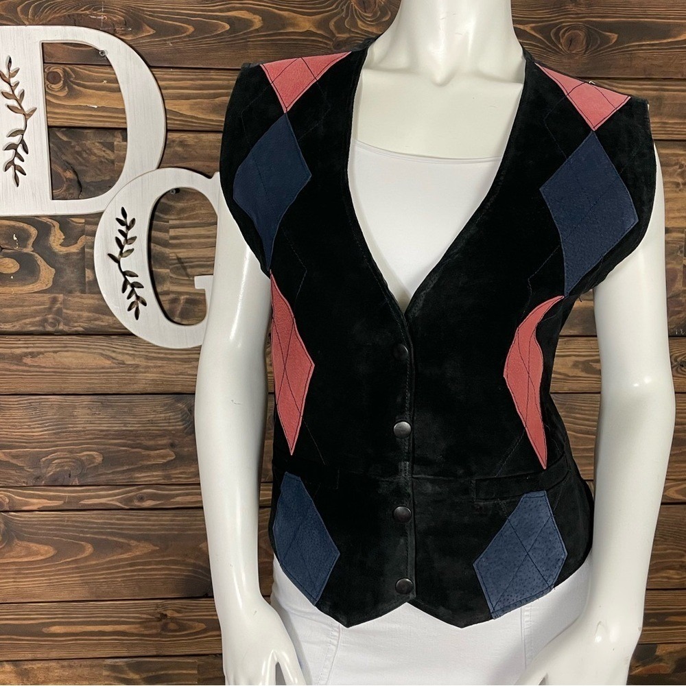 Northwest Territory | Vintage Leather Argyle Diamond Snap Button Vest